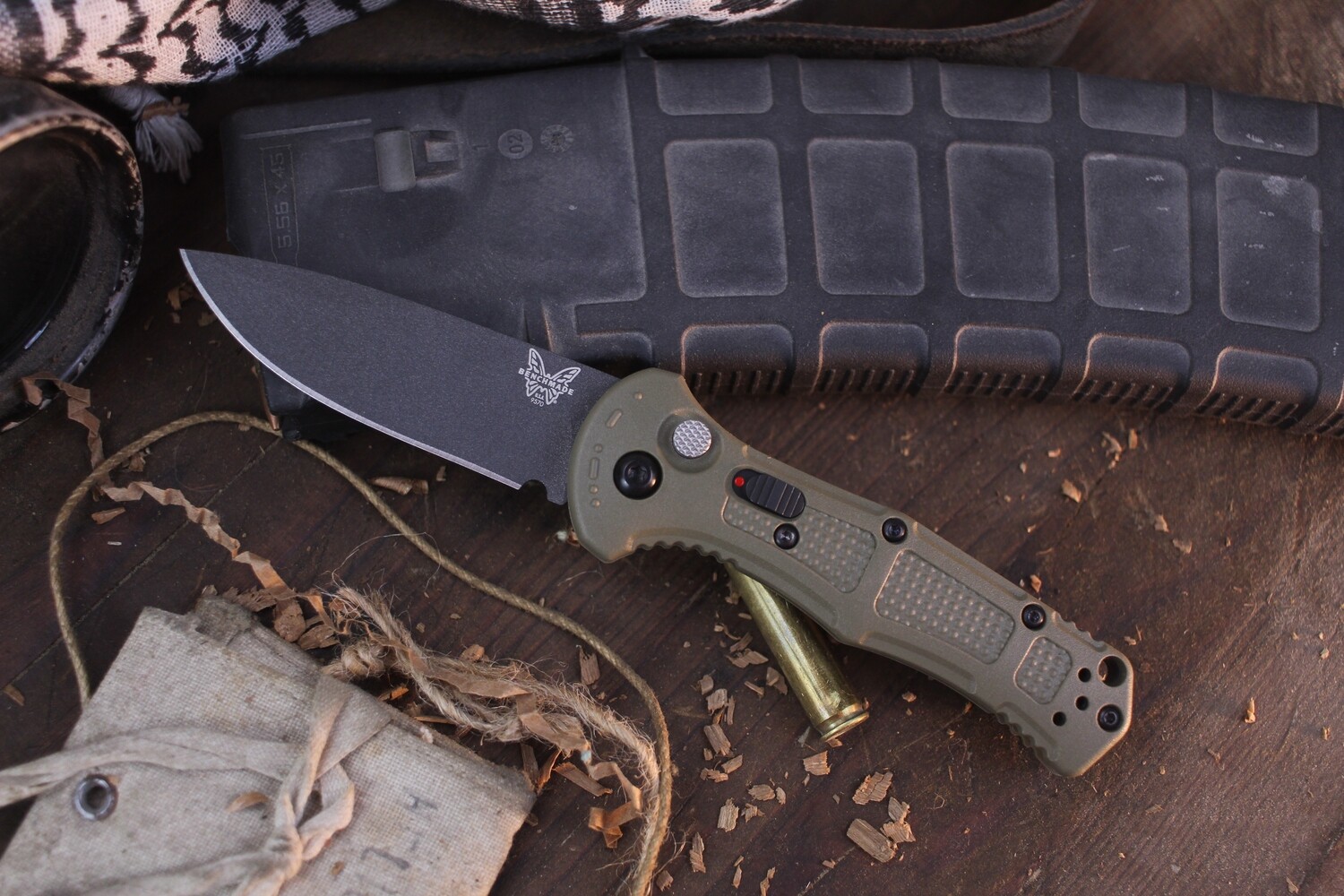 Benchmade Mini Claymore 3&quot;Auto Folder / OD Green Grivory / Black CPM-D2