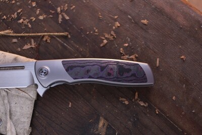 Sharp By Design Mini Evo Harpoon 3.25" Framelock Flipper / Purple Haze FatCarbon / Hand Rubbed M390