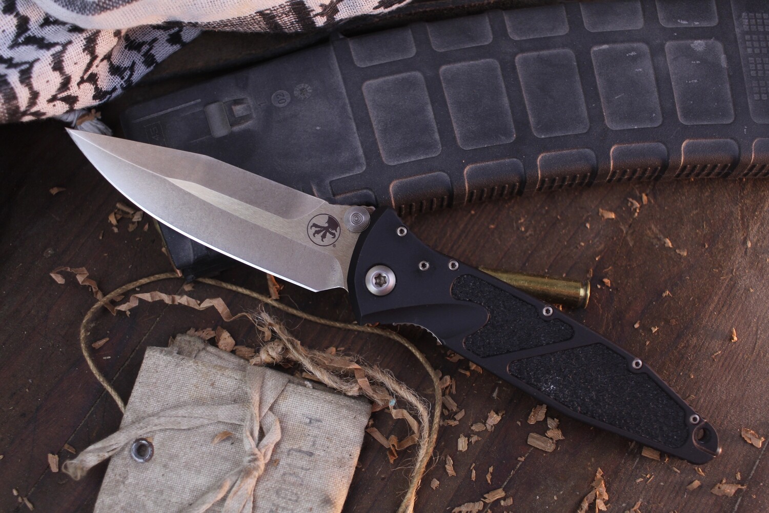Microtech Signature Series Socom Elite S/E 4&quot; Manual Folder / Black Aluminum &amp; Bronze Hardware / Bronze Blade ( Pre Owned )