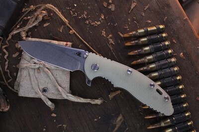 Hinderer XM-18 3.5" Folding Knife / Jade G-10 & Stonewashed Titanium / Stonewashed Magnacut Skinny Slicer