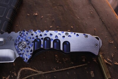 Medford Praetorian Ti 3.75" Folding Knife / Blue Falling Leaf Titanium / Satin S35VN ( Pre Owned )