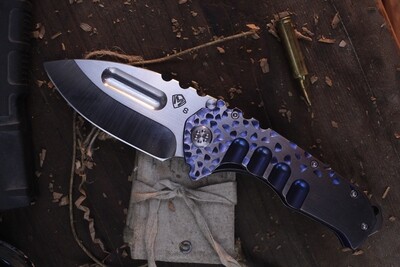 Medford Praetorian Ti 3.75" Folding Knife / Blue Falling Leaf Titanium / Satin S35VN ( Pre Owned )