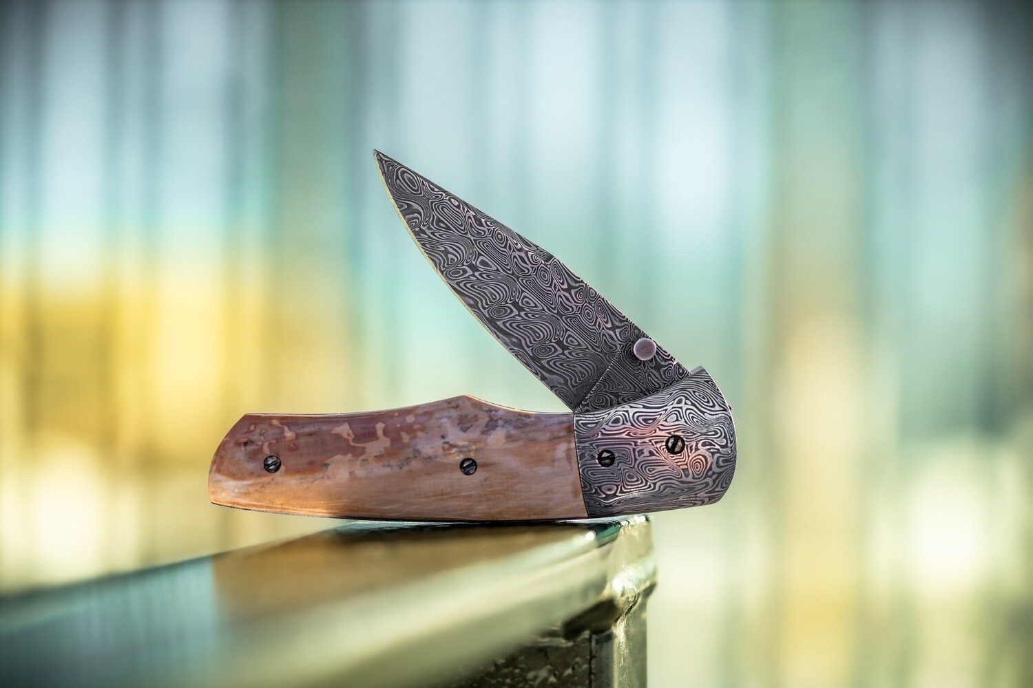 Bob Hook Hakkapella Liner Lock 2.75&quot; Folding Knife / Damasteel Bolster &amp; Mammoth Ivory / Hakkapella Patter Damasteel