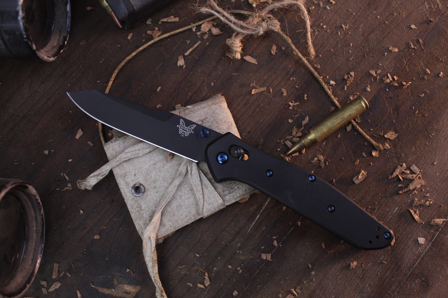 Benchmade Osborne 3.4&quot; AXIS Lock Folder / Black Titanium / Black S90V ( Pre Owned )