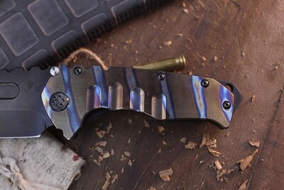 Medford Knife &amp; Tool (MKT) Praetorian T Frame Lock Folder / Flamed Titanium / Black PVD S35VN ( Pre Owned 