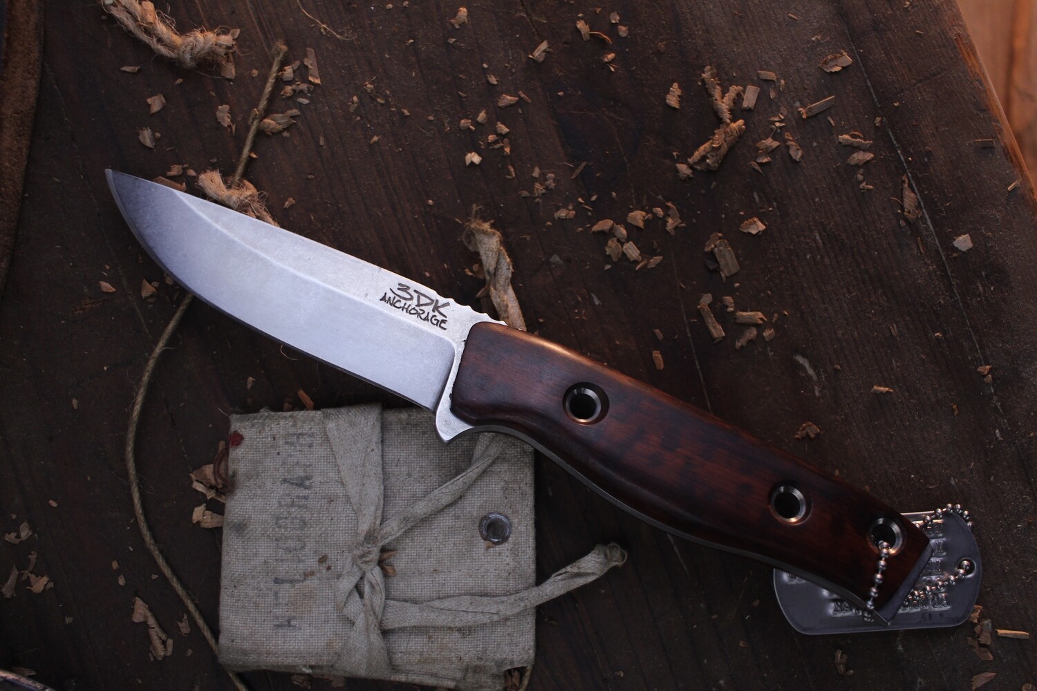 3DK MAK 4&quot; Fixed Drop Point, M390 Blade /  Snakewood Handle ( Pre Owned )