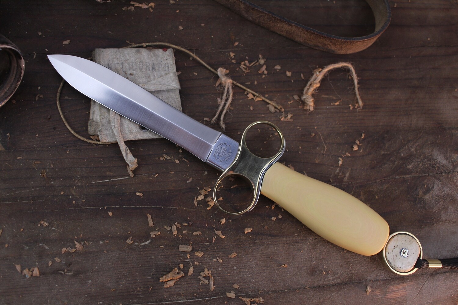 Dennis Jokela San Francisco Dagger 6&quot; Fixed Blade / Westing House Micarta &amp; Walrus Ivory / Satin ATS-34