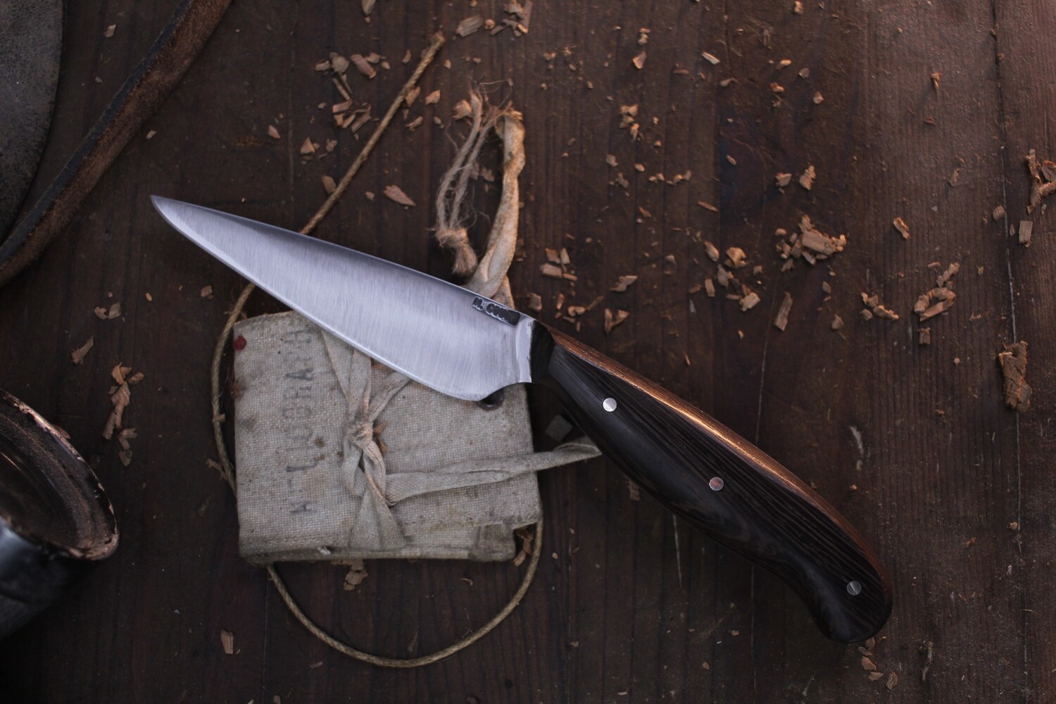 Mark Couch Medium 4” Drop Point Hunter / Wenge / Forged Satin 52100