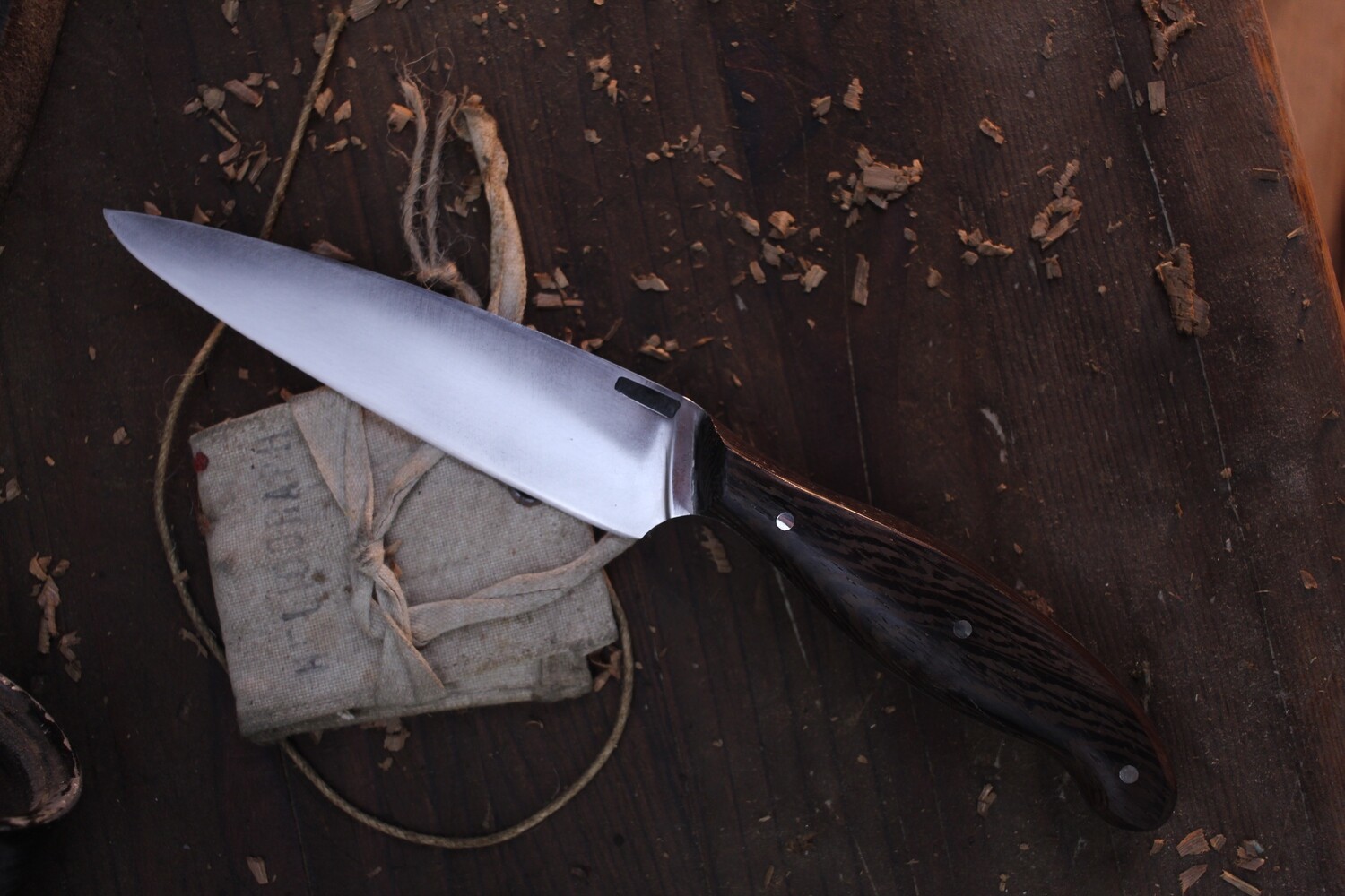 Mark Couch Large 4.75” Drop Point Hunter / Wenge / Forged Satin 52100