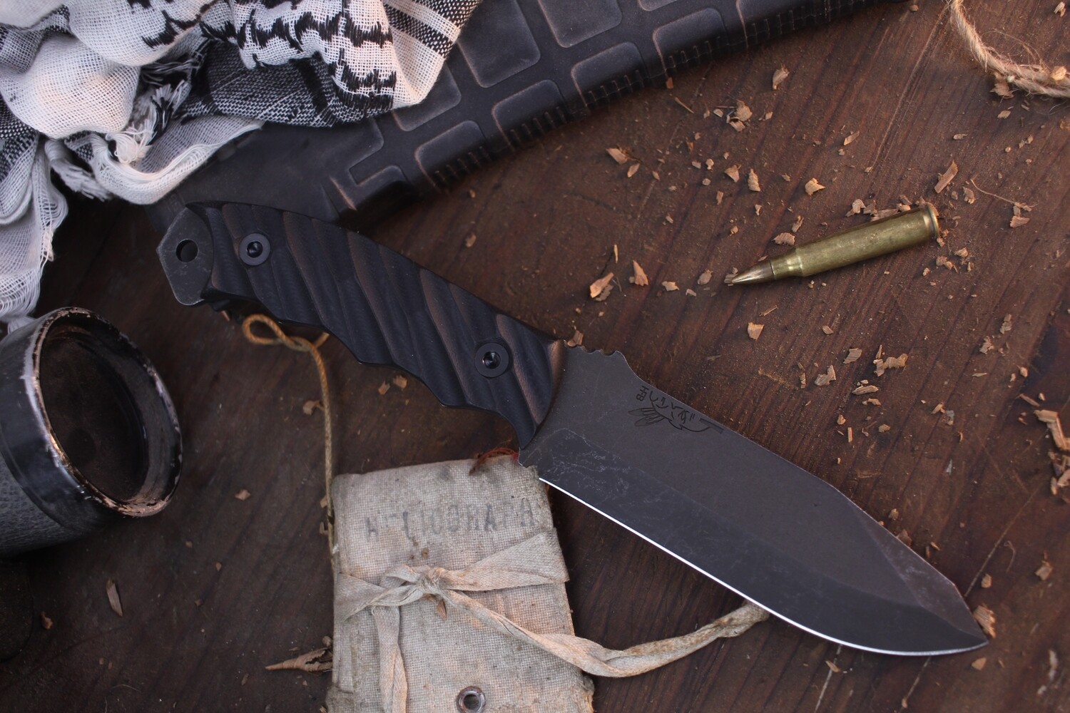 Half Face Blade Disaster Breacher 4.7” Fixed Blade / Black G-10 / Acid Wash CPM-3V