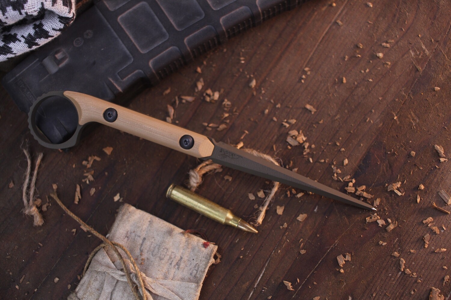 Half Face Blades Cardiac Spike 3.8” Tactical Spike / Coyote G-10 / FDE Cerakote O1