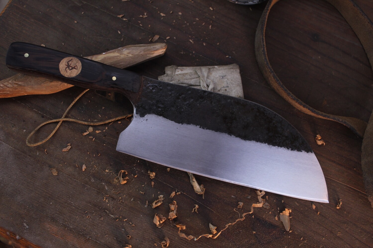 Barrett Knives 7.5&quot; Serbian Chef / Contoured Wenge / Forge Finish 1095