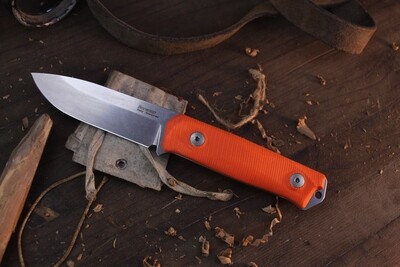 LionSTEEL B41 4" Fixed Blade Knife / Orange G10 / Stonewash Sleipner Steel ( Pre Owned )