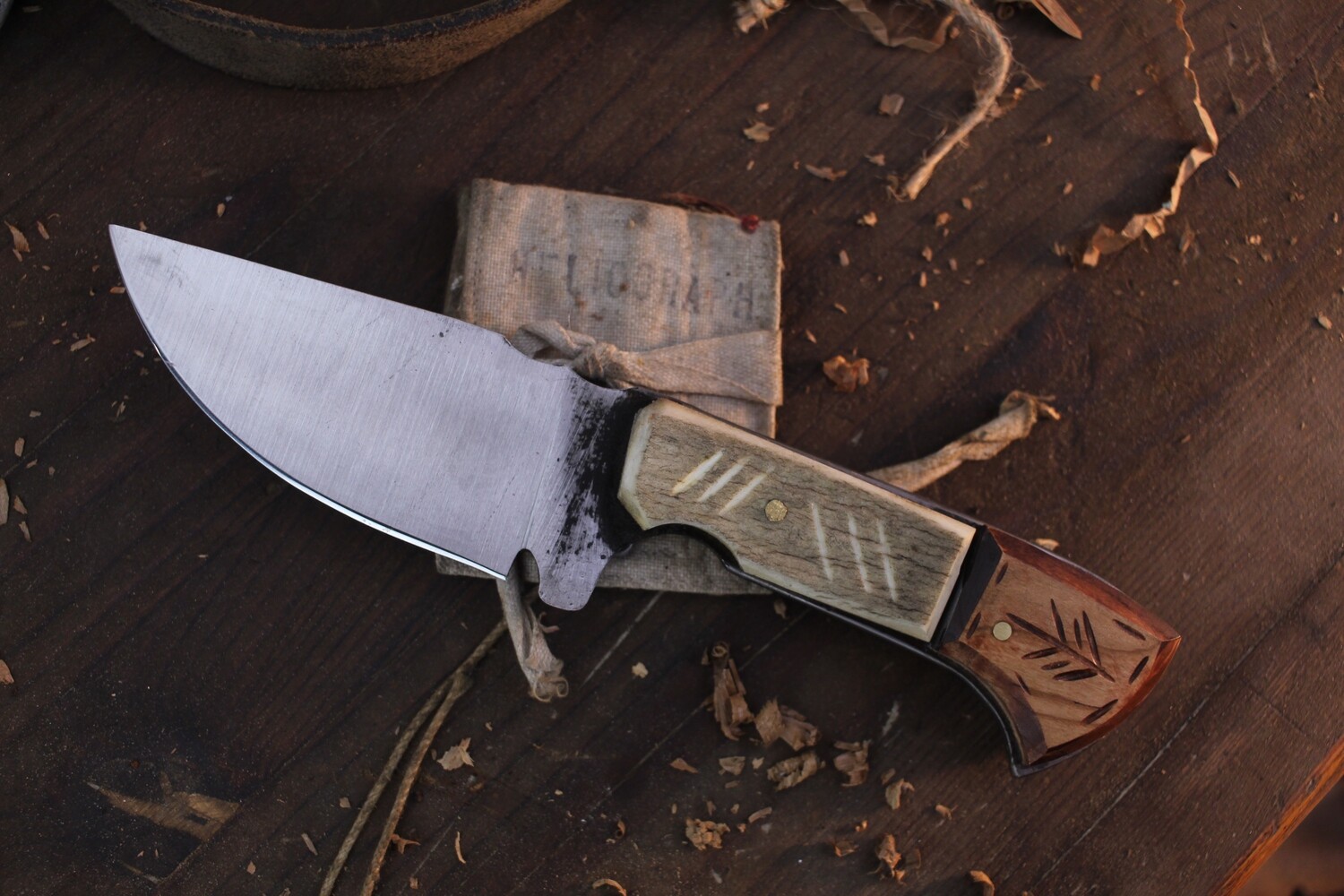 Barrett Knives 3.5&quot; Clip Point Hunter / Moose Antler &amp; Maple / Forge Finish 1095