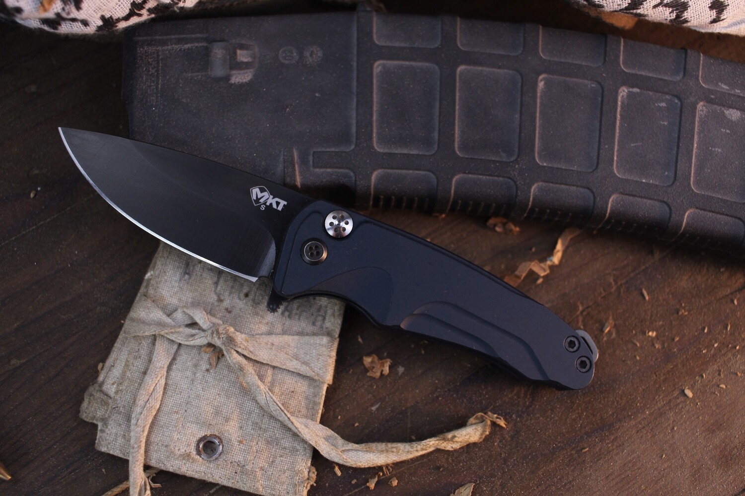 Medford Knife and Tool (MKT) Smooth Criminal 3&quot; Plunge Lock Flipper / Blue Aluminum / PVD Coated S35VN ( Pre Owned )