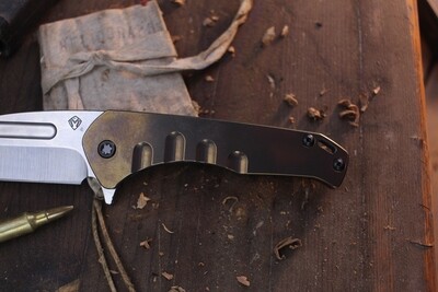 Medford Knife and Tool (MKT) Prae Slim 3.3" Plunge Lock Flipper / Bronzed Titanium / Tumbled S45VN Drop Point