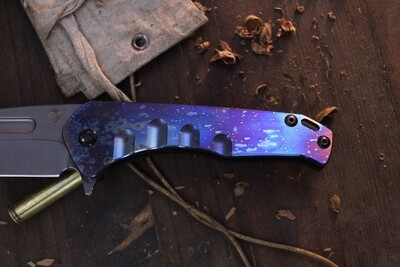 Medford Knife and Tool (MKT) Prae Slim 3.3" Plunge Lock Flipper / Galaxy Anodized Titanium / Tumbled S45VN Tanto