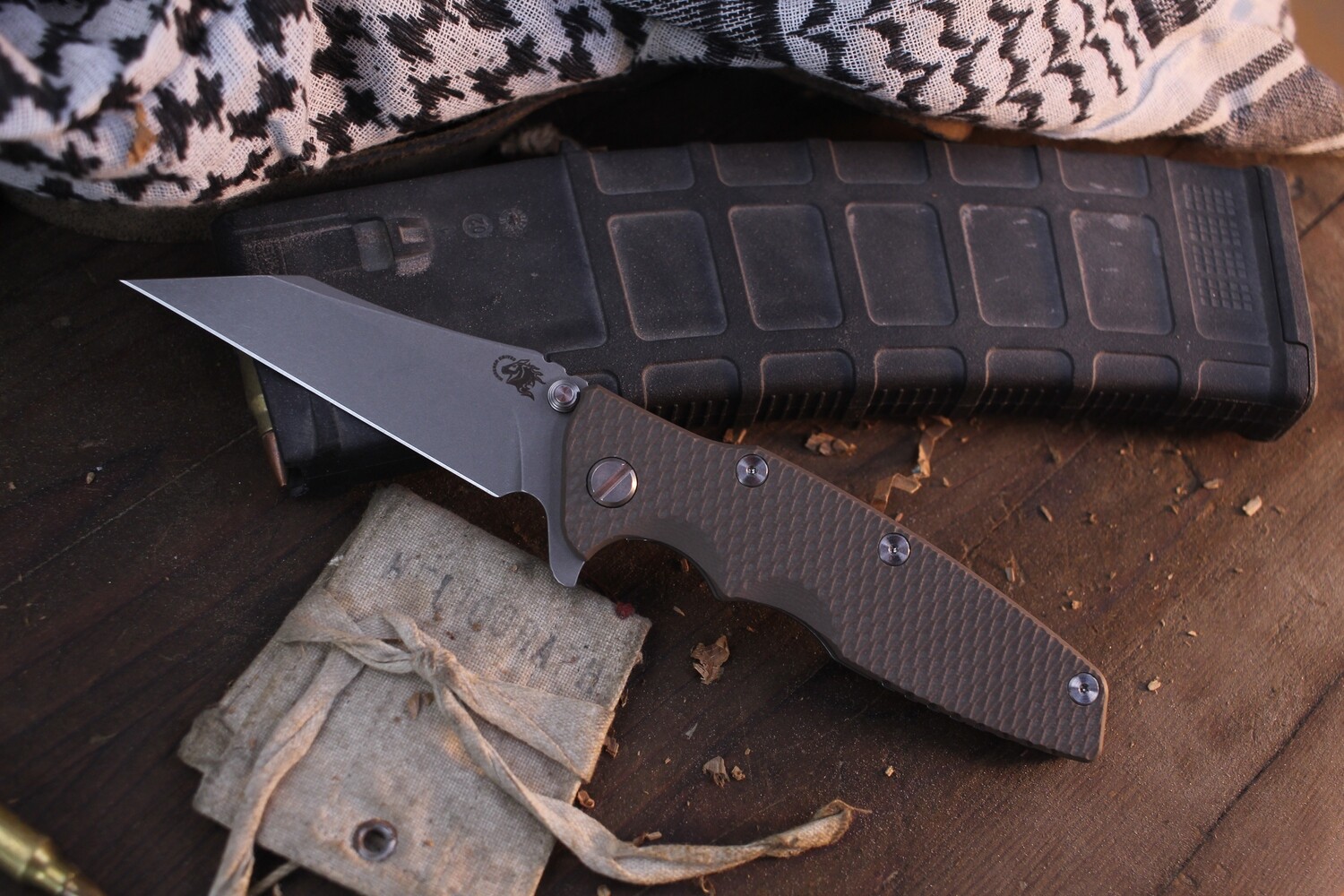 Hinderer Eklipse 3.5&quot; Framelock Flipper / FDE G-10 &amp; Working Finish Titanium / Working Finish Wharncliffe 20CV