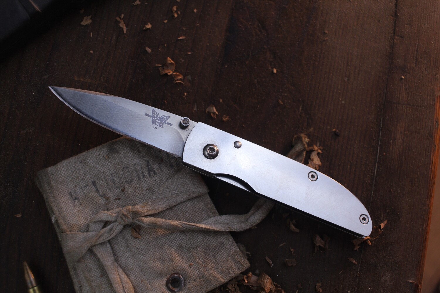 Benchmade Classic Pre Production 335 Big Spender 2.5&quot; Framelock Folder / Stainless Steel / Satin 154CM ( Pre Owned )