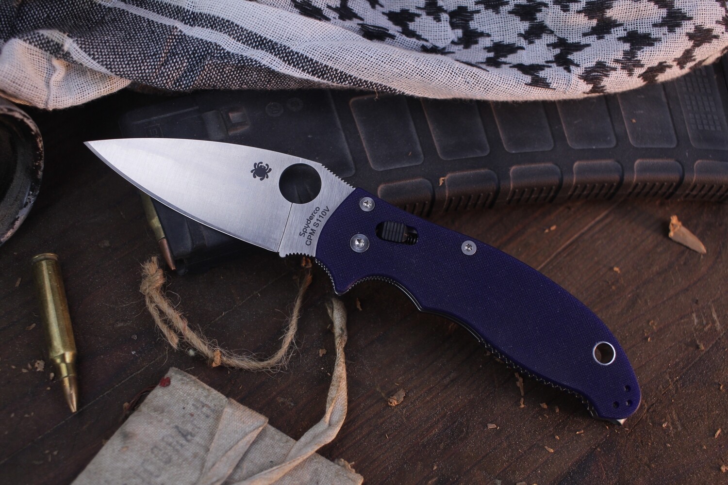 Spyderco Manix 2 3.37&quot; Ball Bearing Lock Folder / Blurple G-10 / Satin S110V ( Pre Owned )