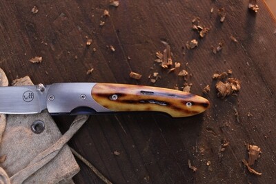 William Henry Classic T10-A 2.5" Liner Lock Folder / Silver Bolsters &amp; Jigged Bone / Hand Rubbed ATS-34 ( Pre Owned )