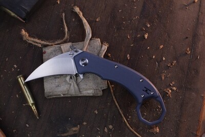 Boker Plus Hel 2.2" Liner Lock Karambit  / Blue G-10 / Satin CPM-154 ( Discontinued )