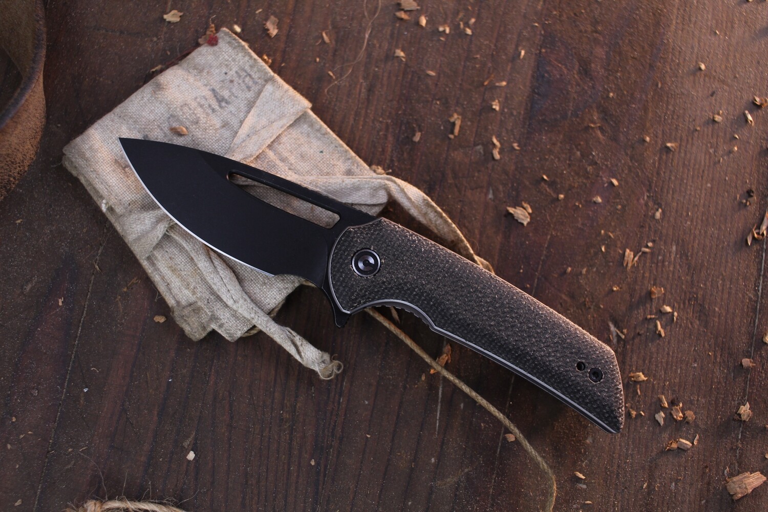 CIVIVI Ferrum Forge Odium 2.6&quot; Liner Lock Flipper / Dark Green Micarta / Black D2