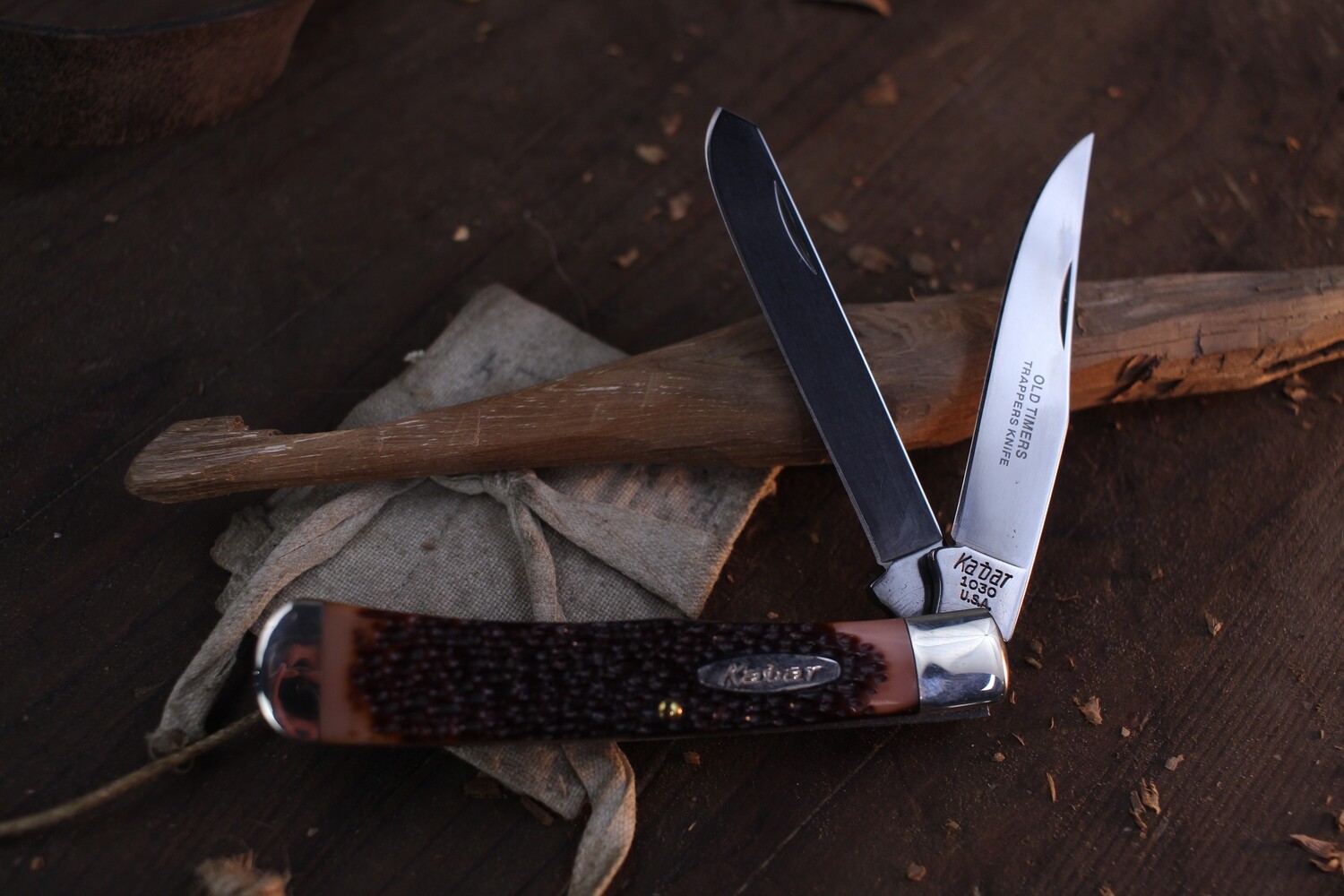 Ka-Bar 1030 Vintage Old Timers Trapper 4&quot; Closed Slipjoint / Delrin Scales / Satin High Carbon Steel ( Pre Owned )
