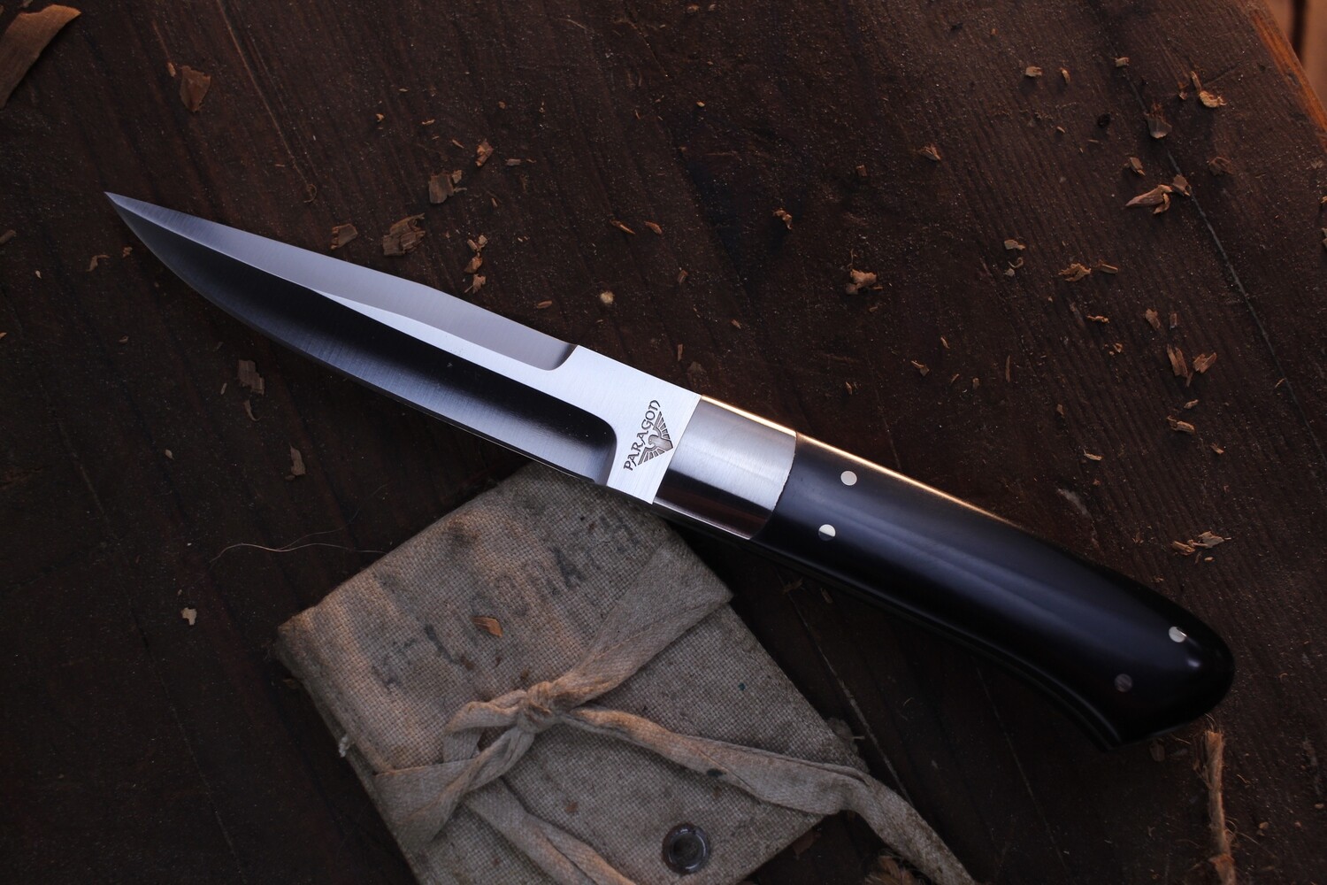 Paragon Classic Tommy Lee 4.125&quot; Boot Knife / Black Micarta / Satin AUS-8 ( Pre Owned )
