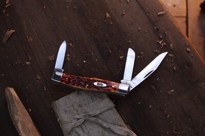 Case Stockman 3.625&quot; Slipojoint Folder / Red Jigged Bone / Satin Tru Sharp ( Pre Owned )