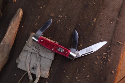 Eye Brand Carl Schlieper Vintage Stockman 3.5&quot; Closed / Rose Jigged Bone / Hammer Forged Solingen Stainless ( Pre Owned )