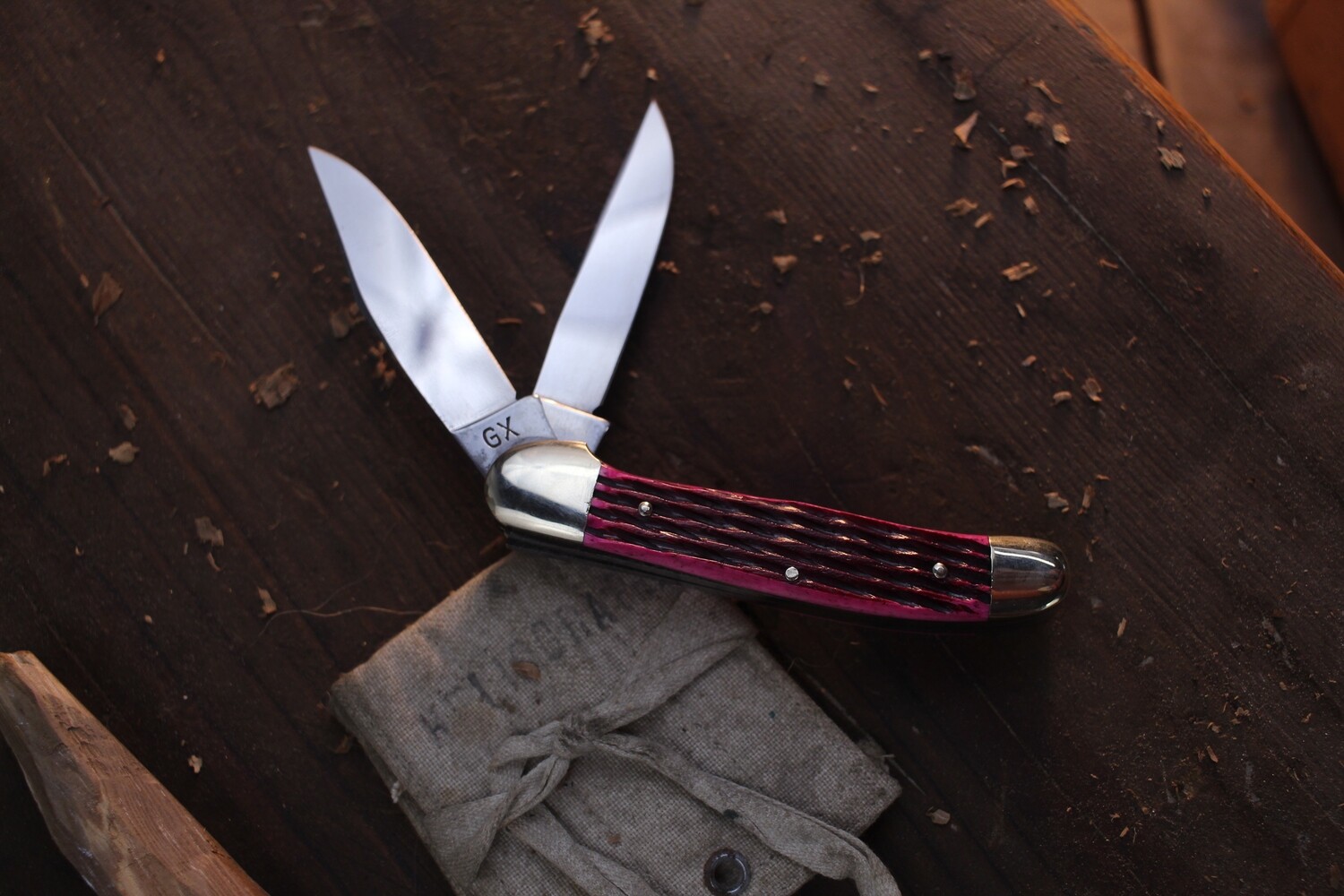 Eye Brand Carl Schlieper Vintage Copperhead 3.75" Closed / Rose Jigged Bone / Hammer Forged Solingen Stainless ( Pre Owned )