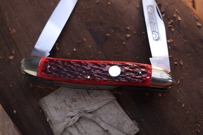 Eye Brand Carl Schlieper Vintage XL Improved Muskrat 5.5&quot; Closed / Red Jigged Bone / Hammer Forged Solingen Stainless ( Pre Own