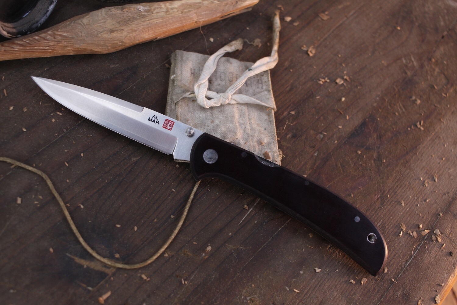 Al Mar Eagle Ultralight 4&quot; Lockback Folder / Brown Micarta / Satin FM-Co VG-10 San Mai ( Pre Owned )