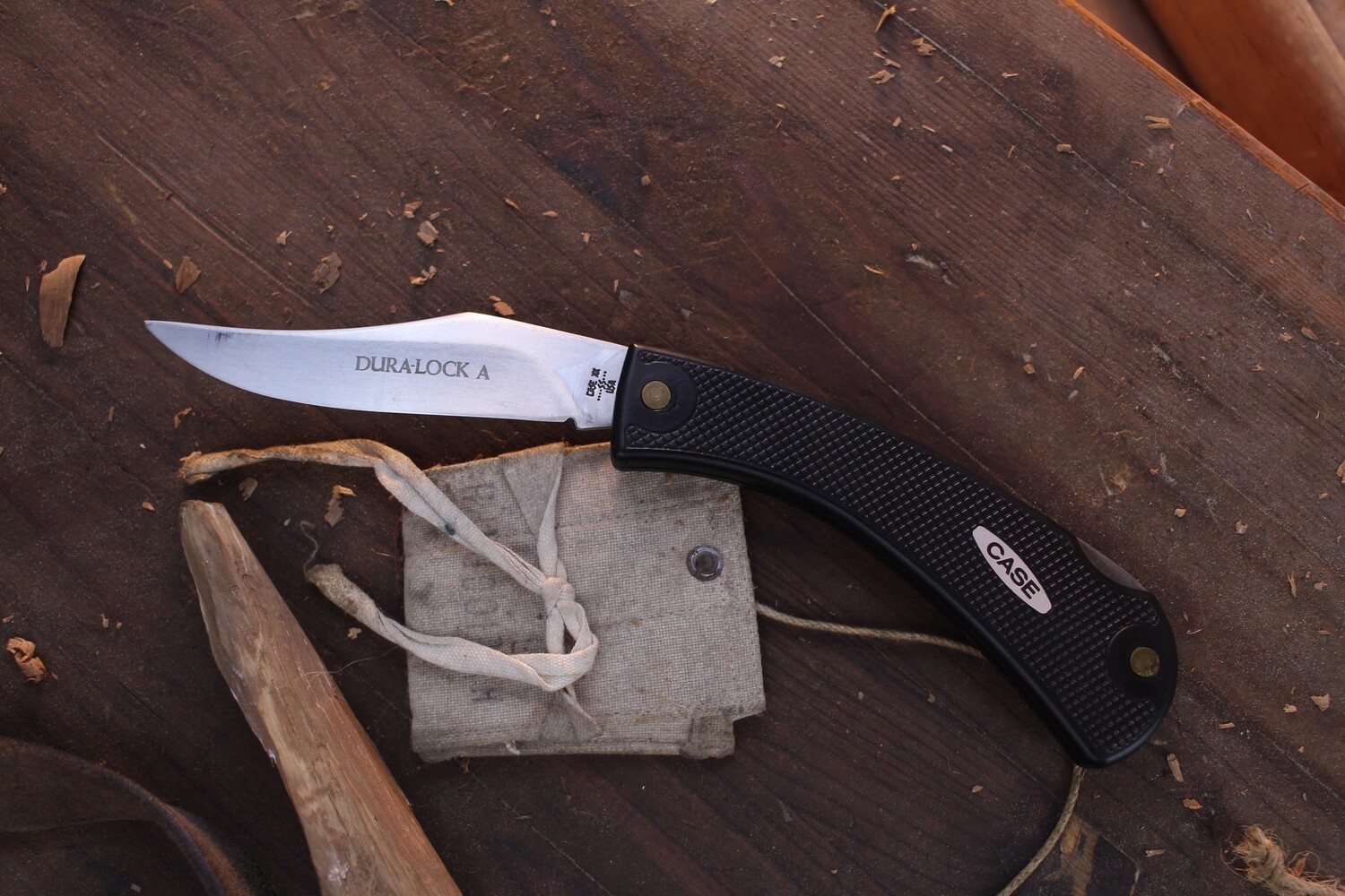 Case Vintage DURA-LOCK A 3.75&quot; Lockback Folder / Checkered Delrin / Satin Stainless ( Pre Owned )
