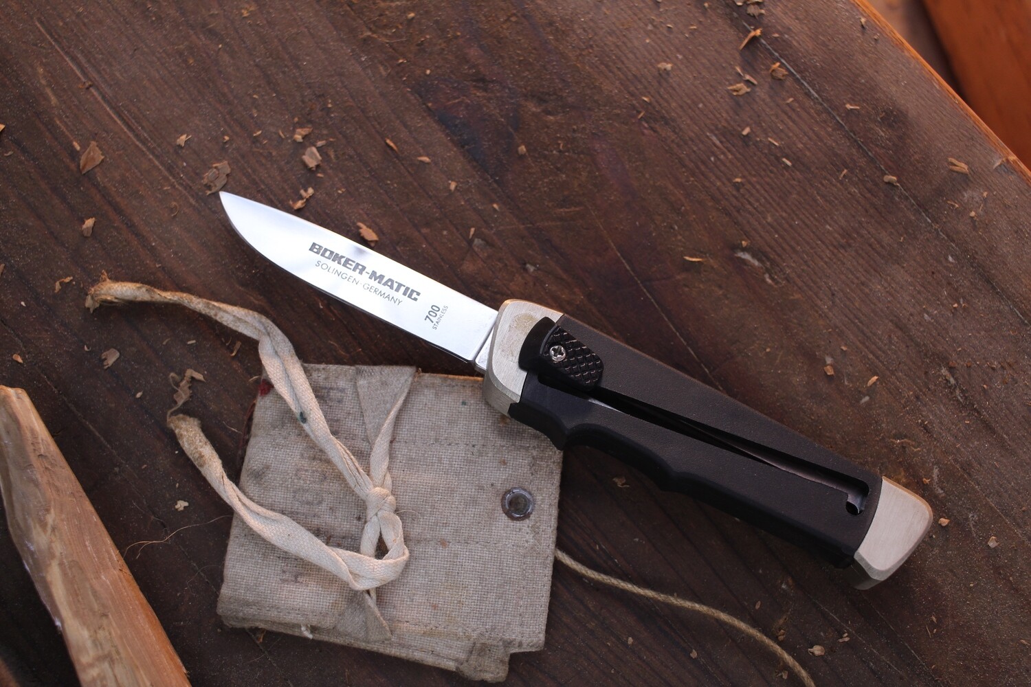 Boker Vintage Boker-Matic 700 .3&quot; Manual OTF / Black Plastic &amp; Stainless Steel / Solingen Stainless Steel ( Pre Owned )