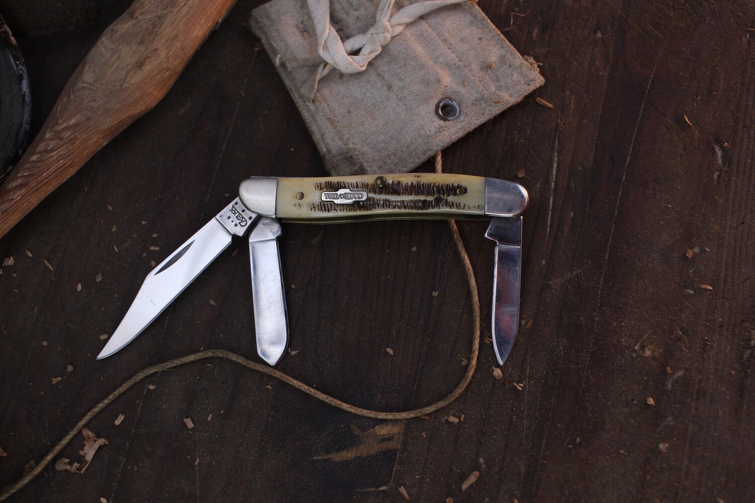 Case 2004 Medium Stockman 3.625&quot; Closed Slipjoint / Burnt Bone Stag / Satin Tru Sharp ( Pre Owned )