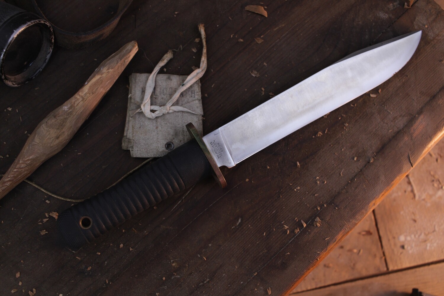 Rigid Vintage RG-69 7.5&quot; Bowie / Non Slip Kraton &amp; Brass Hilt / Satin Japanese U2X ( Pre Owned )