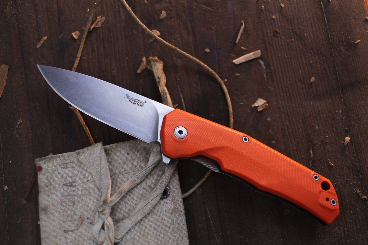 LionSTEEL TRE Three Rapid Exchange 2.91&quot; Framelock Folder / Orange G-10 / Satin M390 ( Pre Owned )