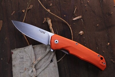 LionSTEEL TRE Three Rapid Exchange 2.91&quot; Framelock Folder / Orange G-10 / Satin M390 ( Pre Owned )