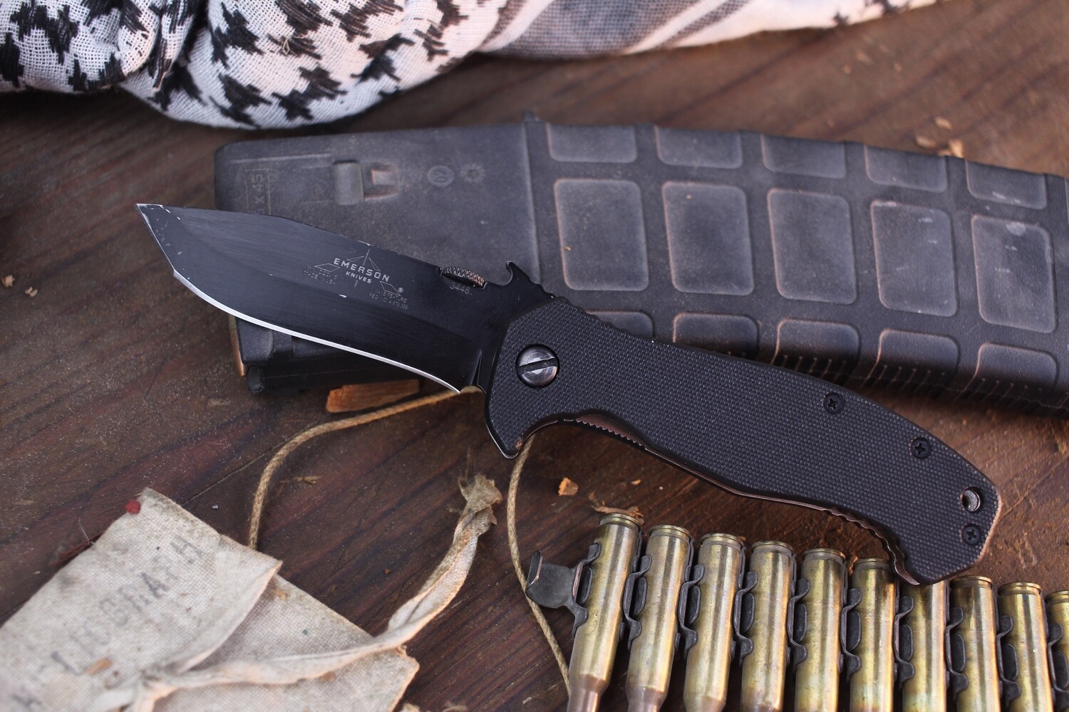 Emerson CQC-15 3.9&quot; Linerlock Folder / Black G-10 / Black 154CM ( Pre Owned )