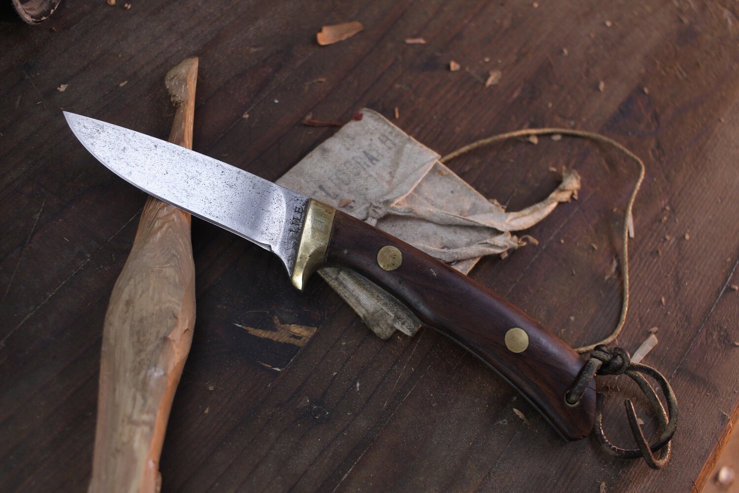 Jimmy LIle Model 7 3.5&quot; Drop point Hunter / Cocobolo &amp; Brass / Satin D2 ( Pre Owned )
