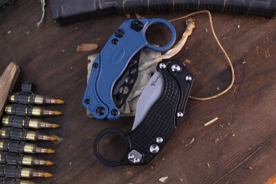 Reate EXO-K 3.1" Gravity Karambit &amp; Trainer Combo / Black Aluminum / Stonewashed N690