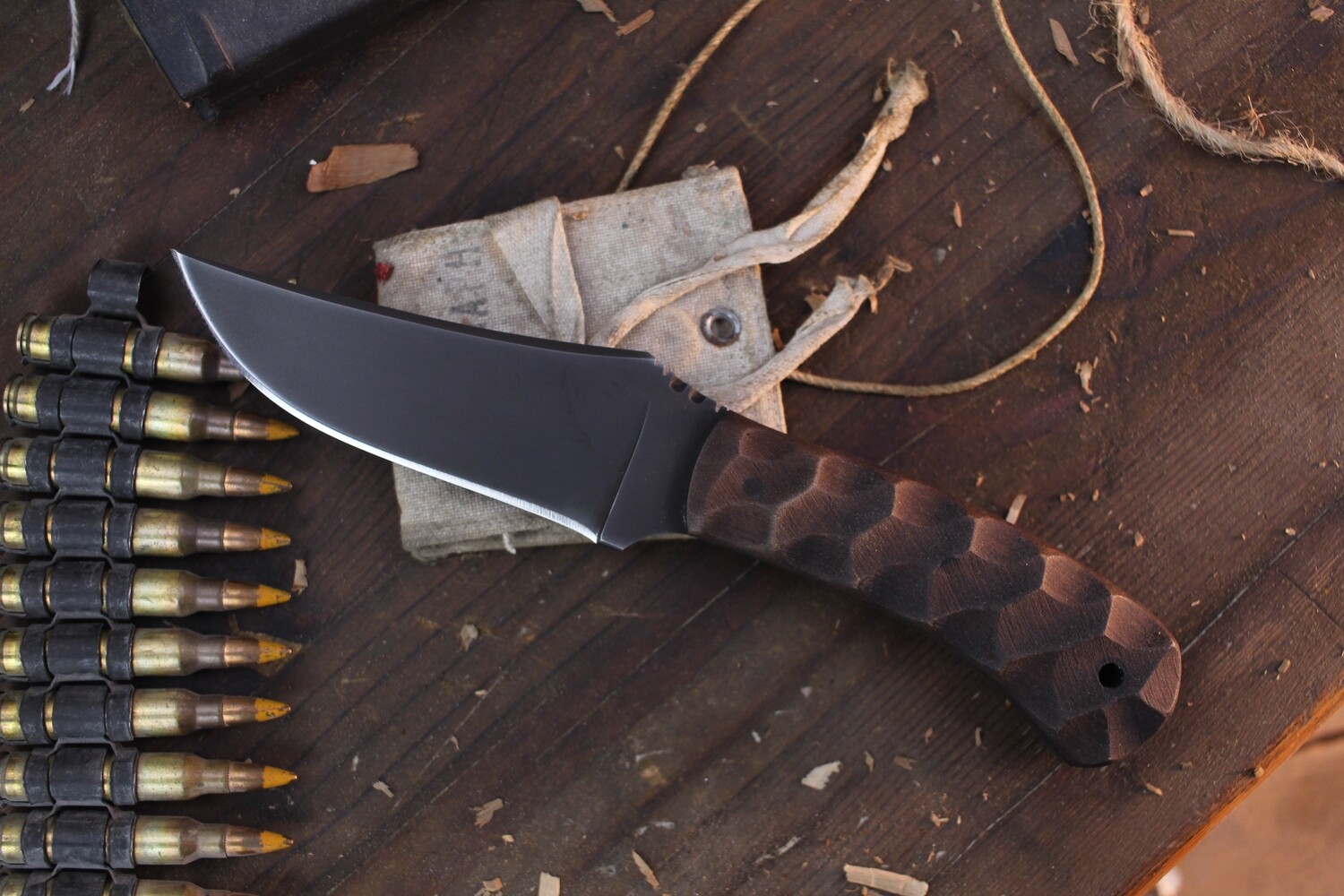 Winkler Knives Crusher Belt Knife 4" Fixed Blade / Walnut / Black 80CRV2 ( Pre Owned )