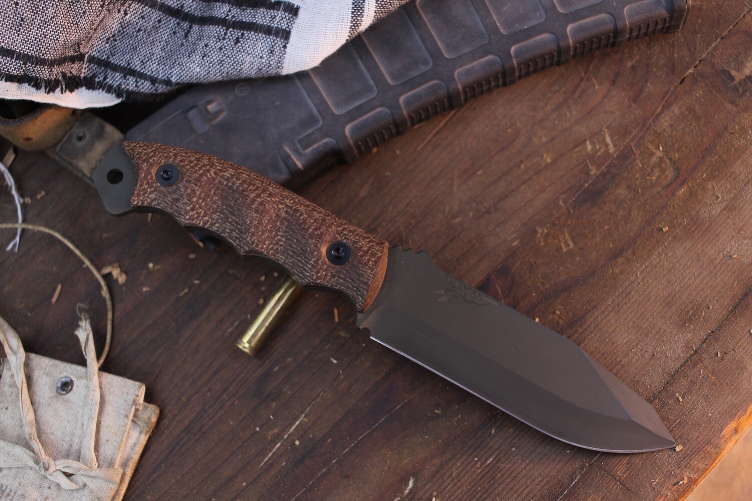 Half Face Blade Disaster Breacher 4.7” Fixed Blade / Contoured Burlap Micarta / OD Green Cerakote CPM-3V