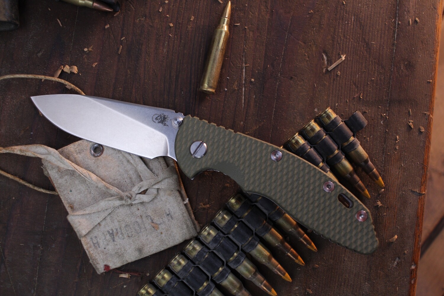 Hinderer XM-18 Slicer 3.5&quot; Framelock Folder / OD G-10 &amp; Stonewashed Titanium / Stonewashed S45VN