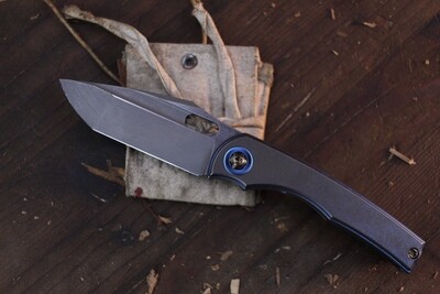 Nick Chuprin &amp; Robert Carter BBM V2 3.1255&quot;Framelock Folder / 3D Beveled Anodized Titanium / Acid Washed Nitro-V ( Pre Owned )