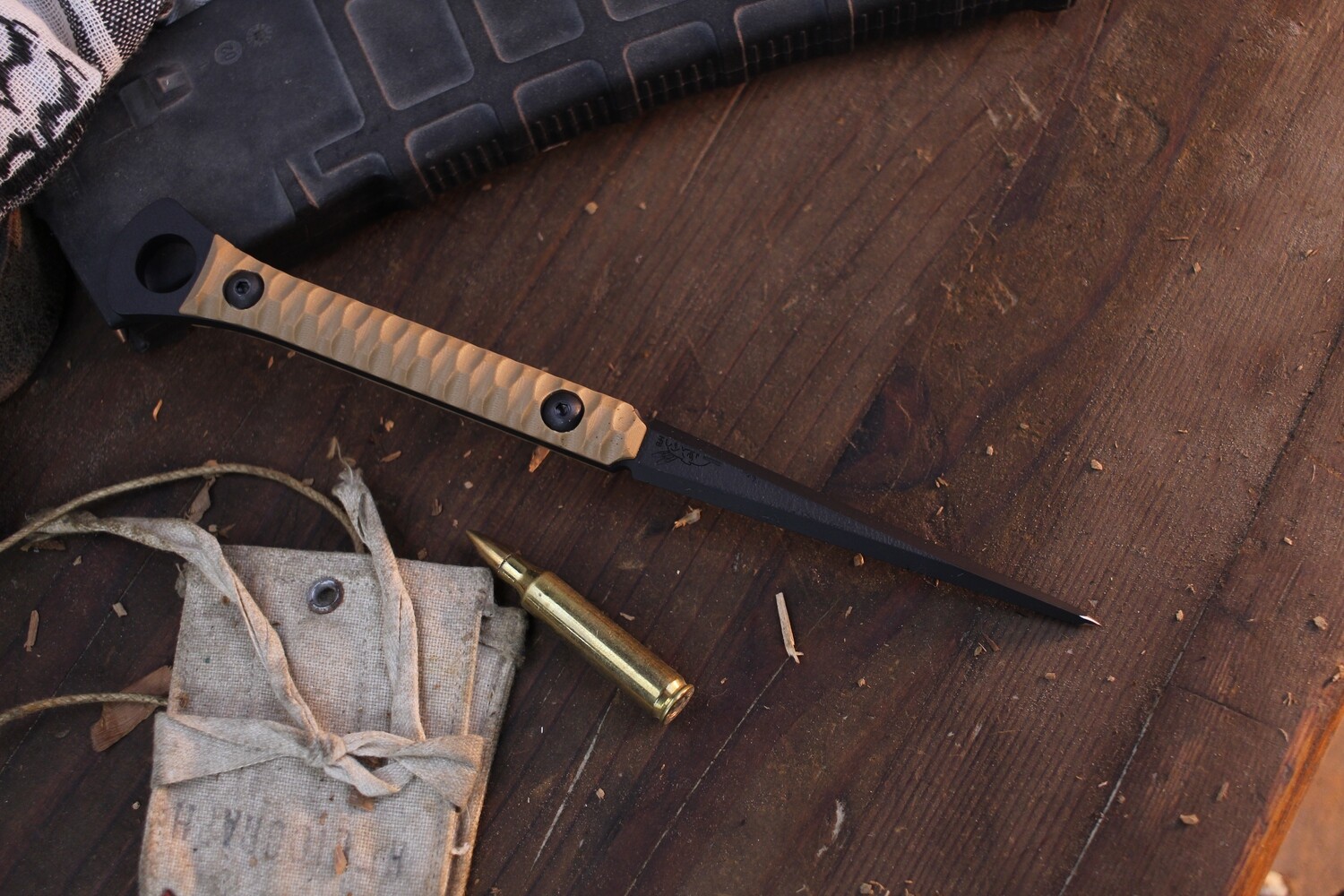 Half Face Blades Cardiac Spike 3.8” Tactical Spike / Coyote G-10 / Black Cerakote O1