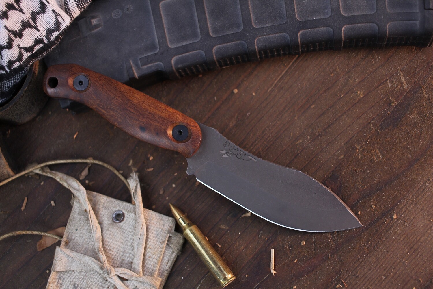 Half Face Blade Skinner Jr. 3.75&quot; Fixed Blade / Arizona Ironwood / Acid Washed S35VN