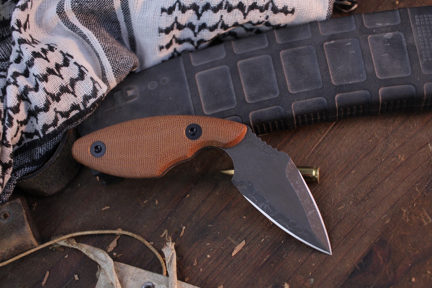 Half Face Blade IWB 2.25&quot; Dagger / Natural Canvas Micarta / Acid Washed S45VN
